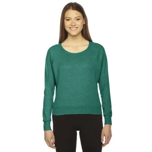 American Apparel Women's Tri Evergreen Triblend Lightweight Raglan Pullover