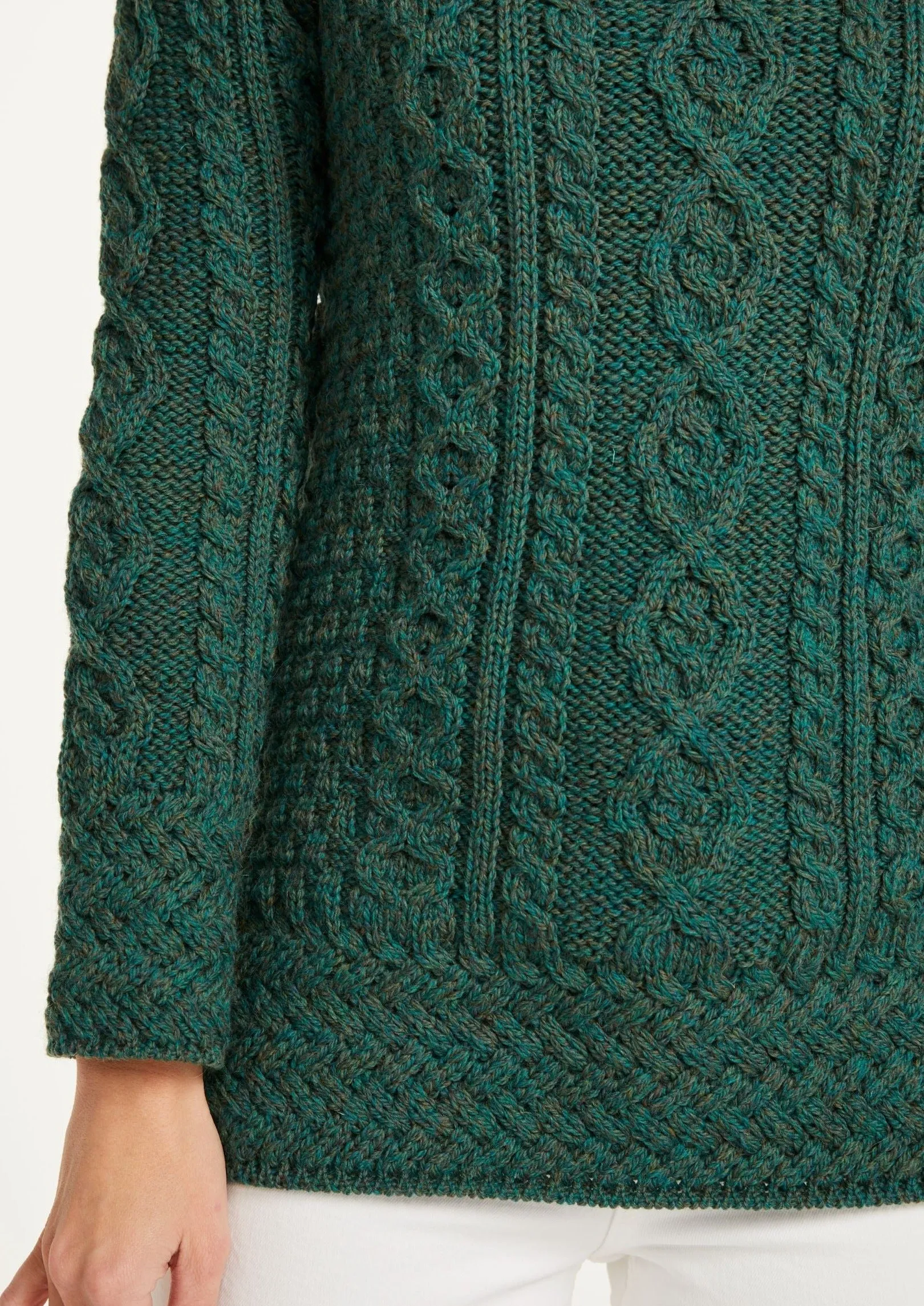 Belcare Ladies Aran Roll Neck Sweater | Connemara Green