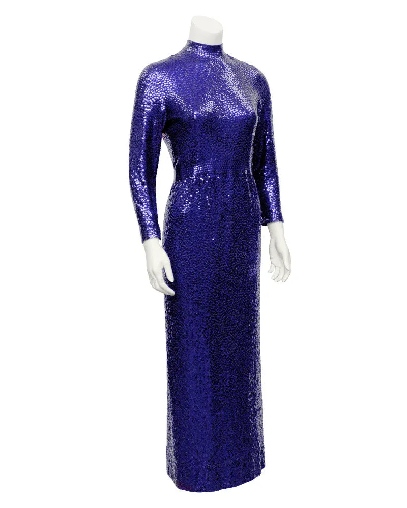 Blue Mermaid Sequin Gown