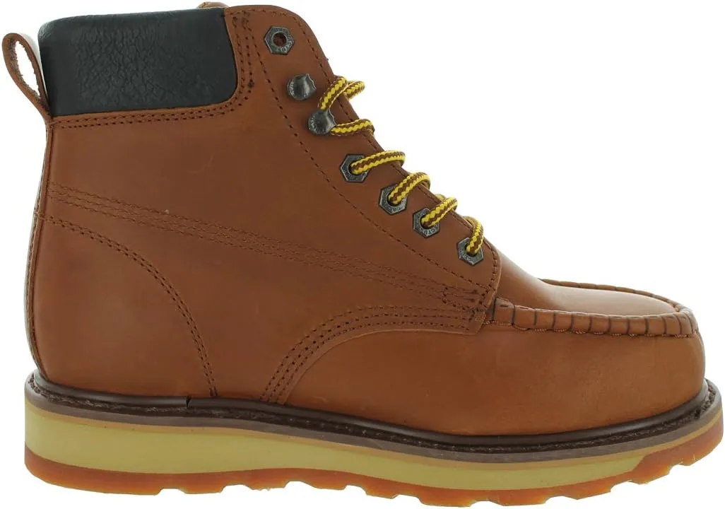 Cactus Mens 627MS 6 Steel Toe Moc Toe High Flexibility Polyurethane and Rubber Dual Density Outsole Construction Work Boot Steel Toe