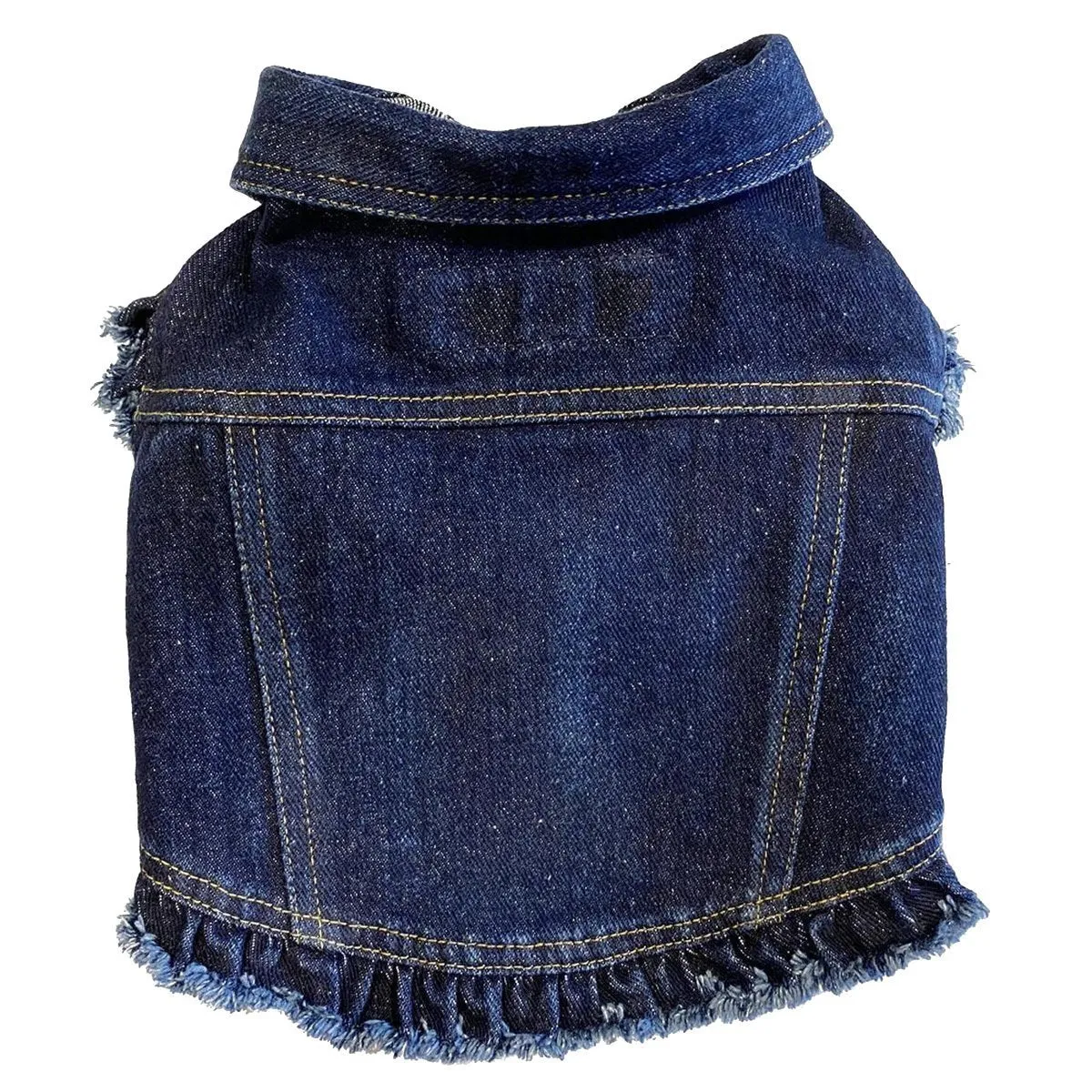 Custom Sweet Butterfly Denim Dog Jacket With Ruffles