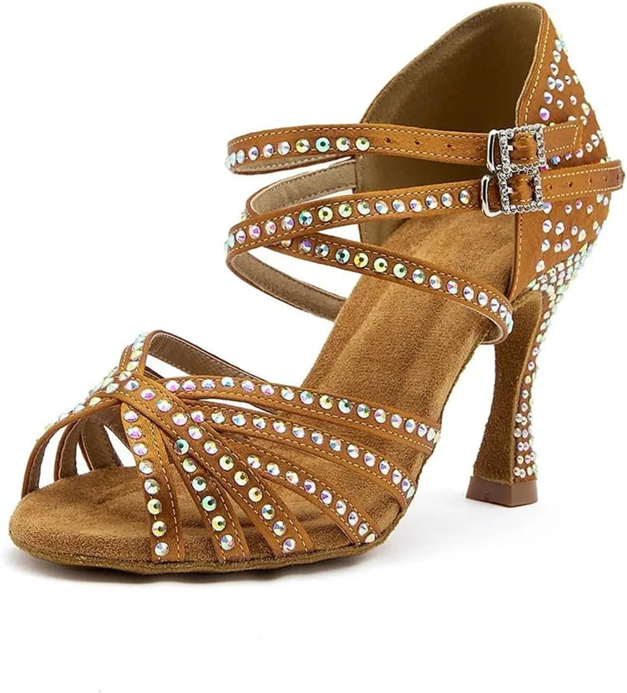 Diamond Satin Dance Shoes - Soft Soled with 9CM (3.54") Heels for Rumba, Samba, Salsa, Ballroom