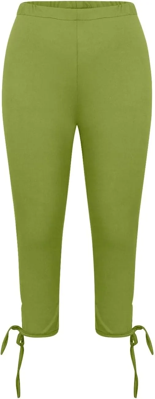 Girls Cropped Leggings Lace Bottoms Trim Yoga Capris Leggings Stretchy High Waist Skinny Tights Pants for Teen Kids