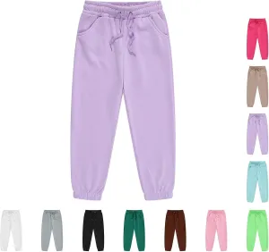 Girls Kids Jogger Sweatpants Aesthetic Baggy Elastic High Waist Wide Leg Long Pants School Running Preppy Trousers