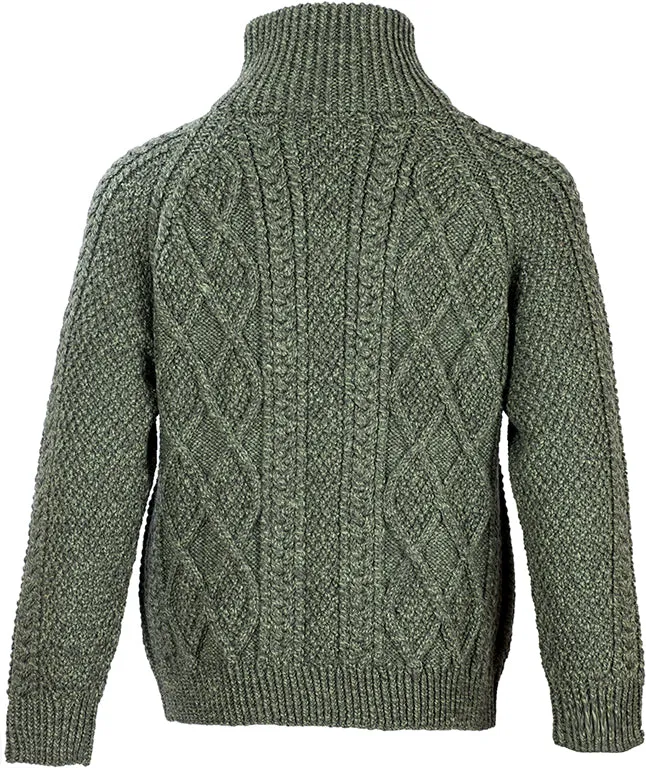 Handknit Men's Aran Cardigan | Green