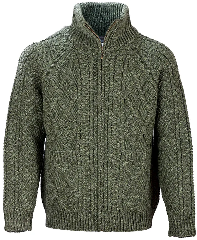 Handknit Men's Aran Cardigan | Green