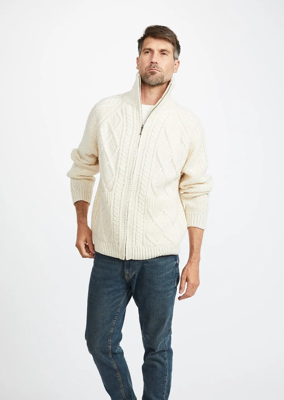 Handknit Men's Aran Cardigan | Natural