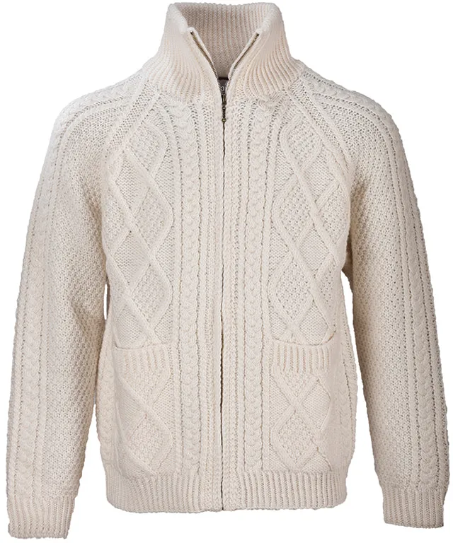 Handknit Men's Aran Cardigan | Natural