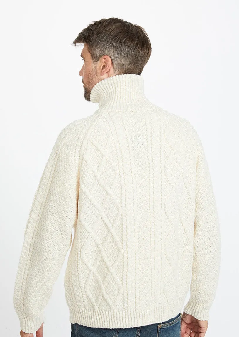 Handknit Men's Aran Cardigan | Natural
