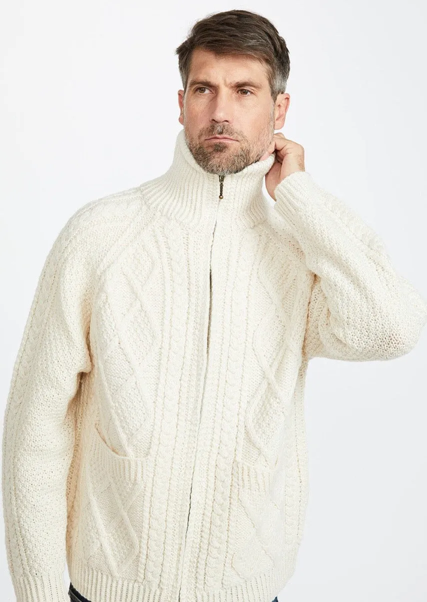 Handknit Men's Aran Cardigan | Natural