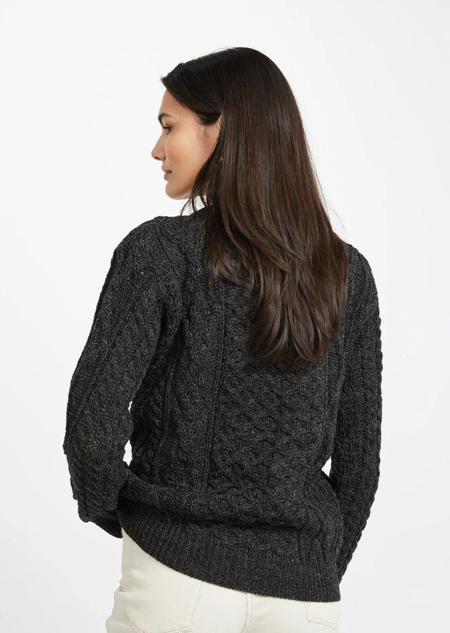 Inagh Ladies Aran Cardigan | Charcoal