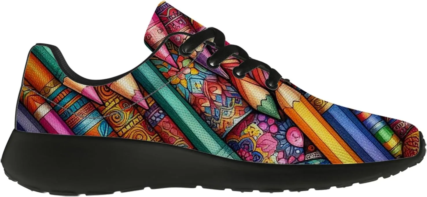 Pencil Tennis Shoes for Women Men Running Shoes 3D Print Sneakers Gifts for Teachers