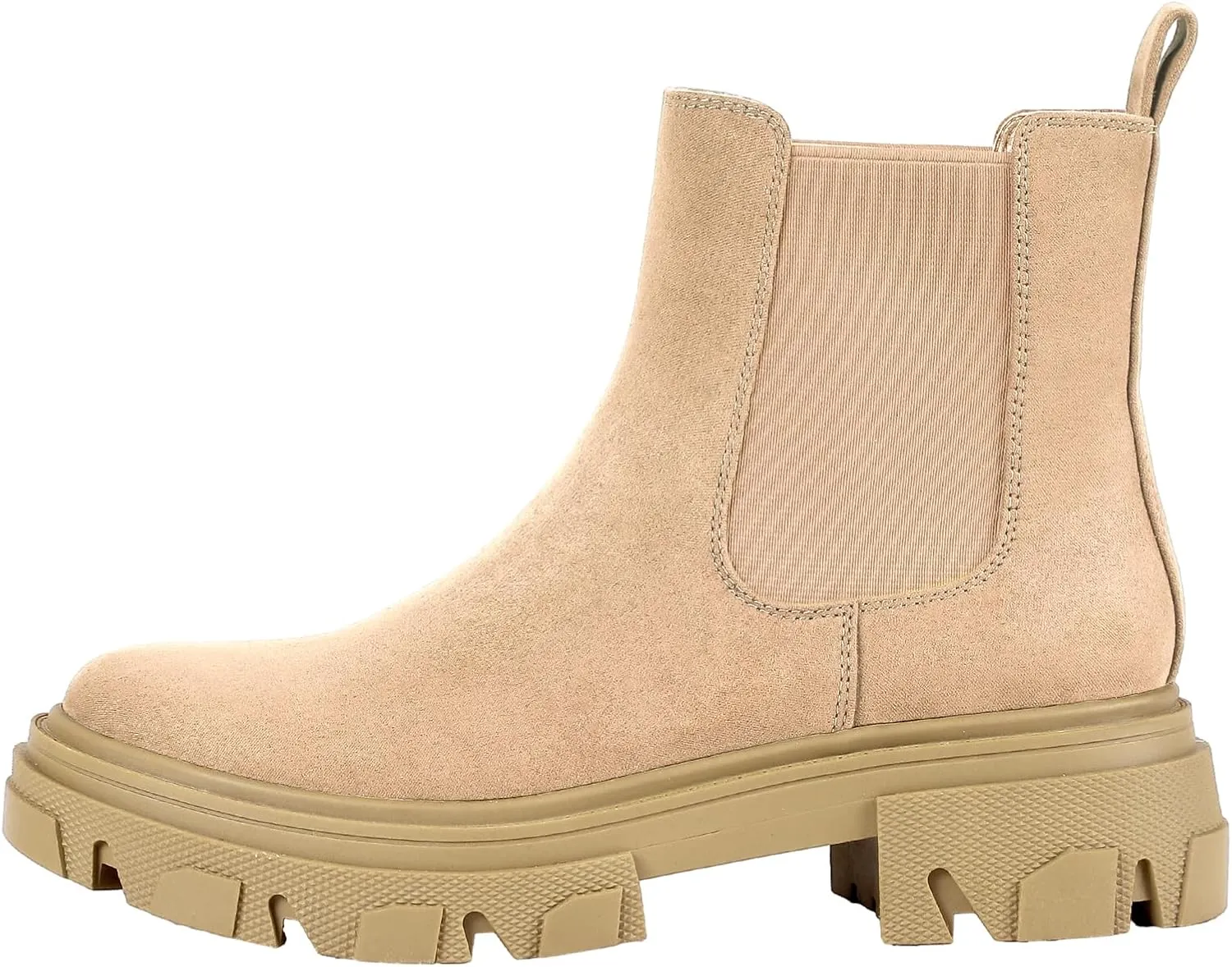 PIZZ ANNU Women's Dani Platform Chelsea Boots Fashion Lug Sole Combat Chunky Block Heel Slip on Elastic Gore Ankle Booties Shoes