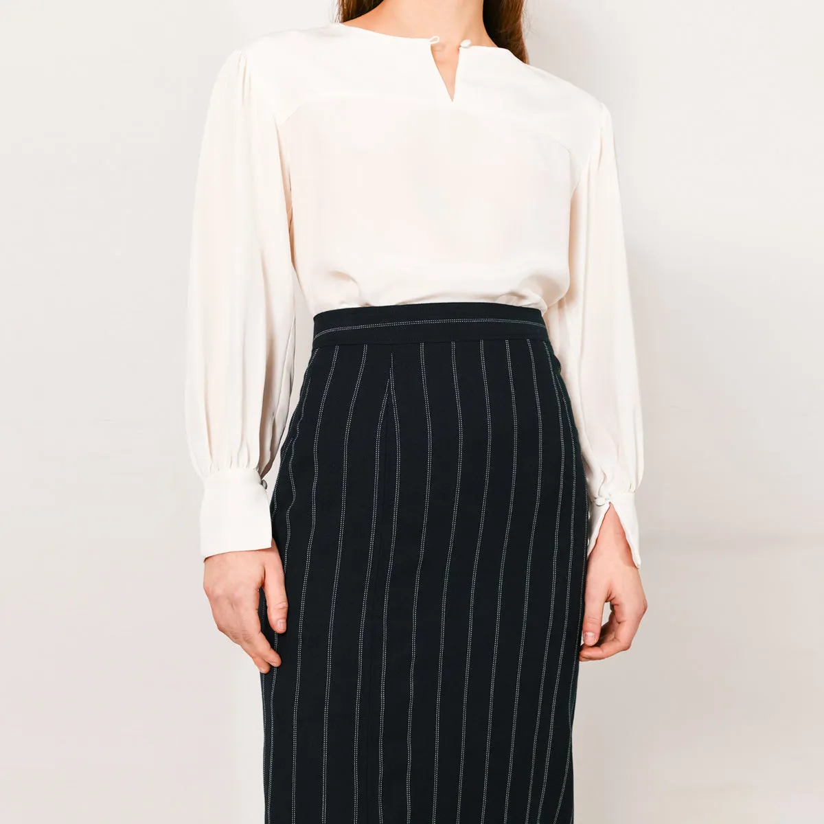 Prime Midi Length Pencil Skirt Pinstripe