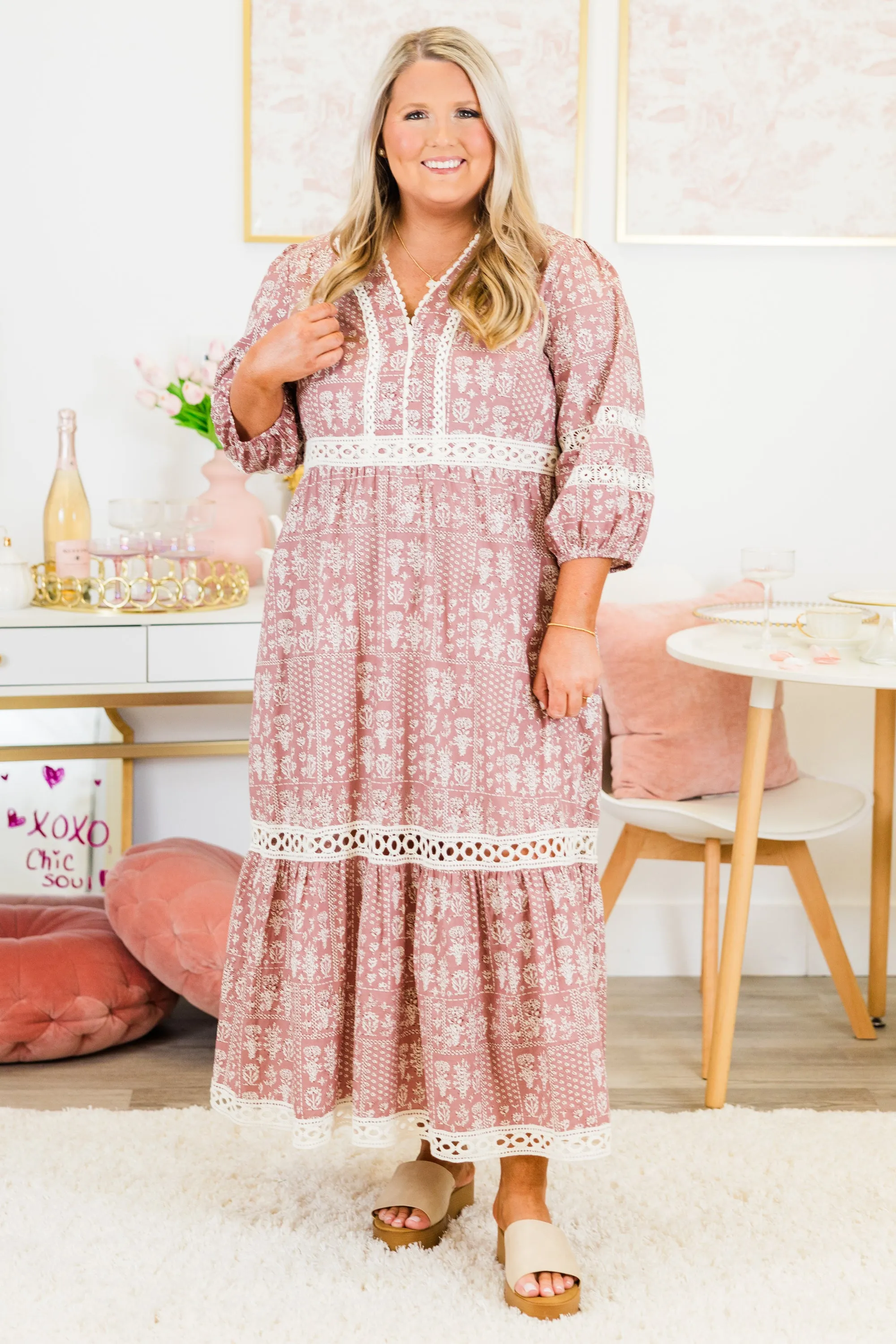 Radiant Blossoms Dress, Pink
