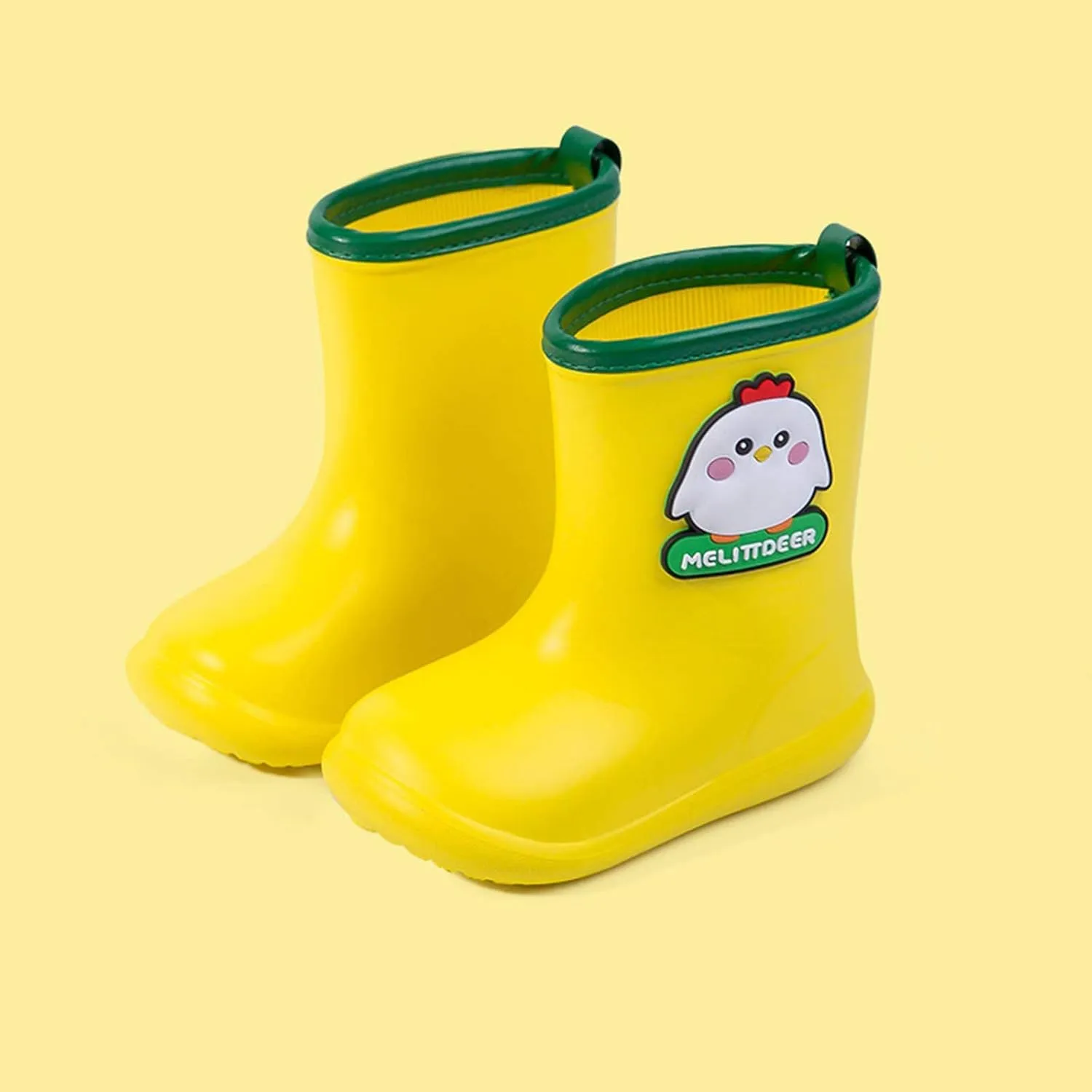 Rain Girls Rubber Rain Boots Shoes Baby Toddler Cartoon Infant Boys Waterproof Baby Shoes Walking (Yellow, 2-3 Years)