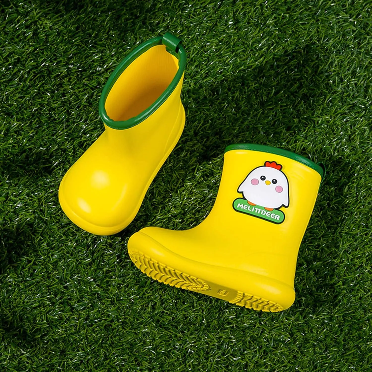 Rain Girls Rubber Rain Boots Shoes Baby Toddler Cartoon Infant Boys Waterproof Baby Shoes Walking (Yellow, 2-3 Years)