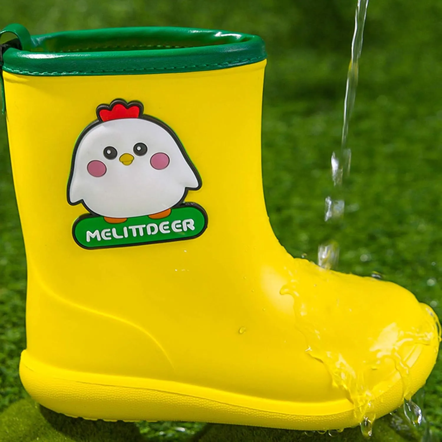 Rain Girls Rubber Rain Boots Shoes Baby Toddler Cartoon Infant Boys Waterproof Baby Shoes Walking (Yellow, 2-3 Years)