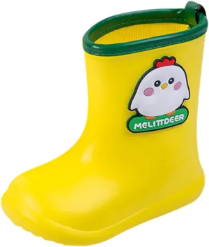 Rain Girls Rubber Rain Boots Shoes Baby Toddler Cartoon Infant Boys Waterproof Baby Shoes Walking (Yellow, 2-3 Years)