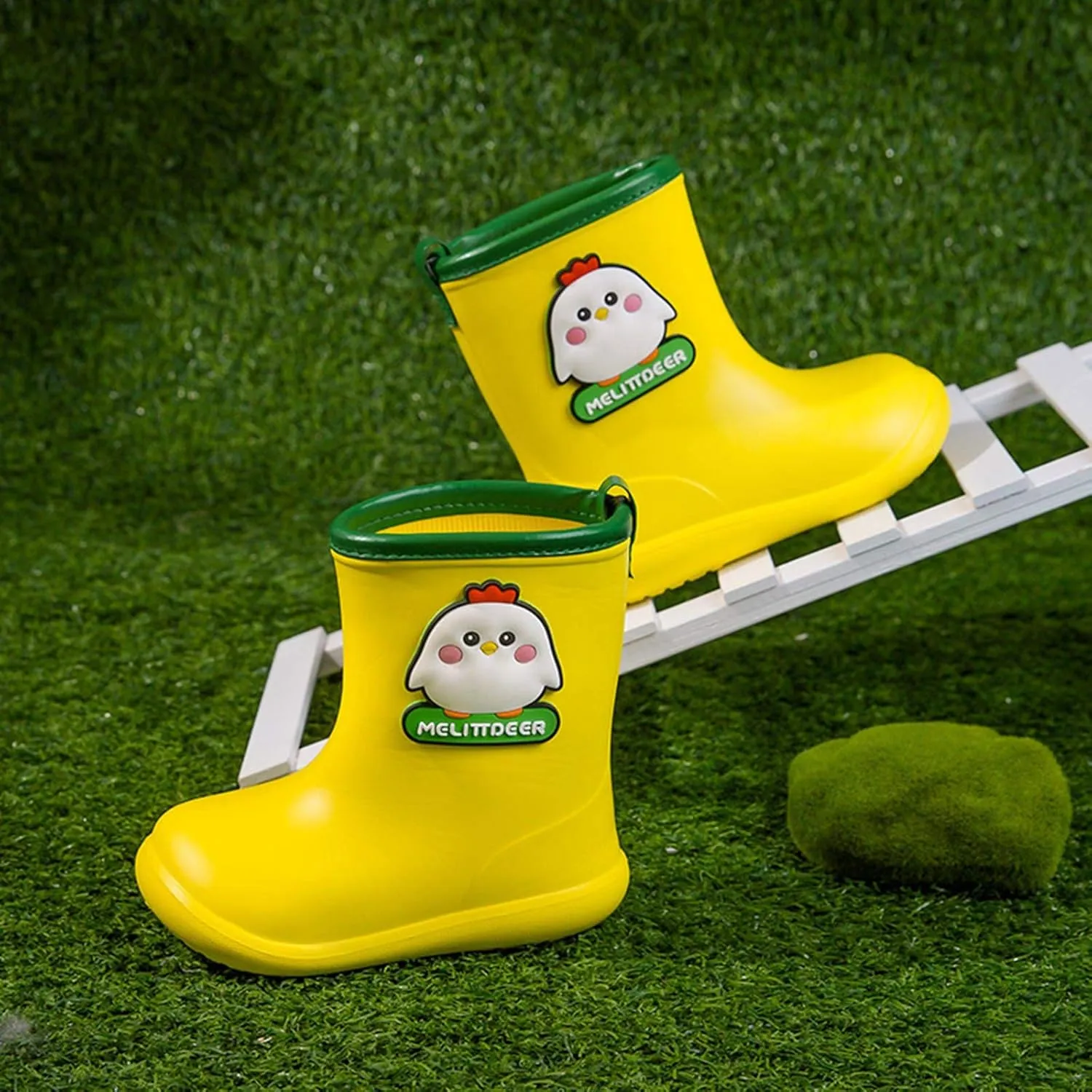 Rain Girls Rubber Rain Boots Shoes Baby Toddler Cartoon Infant Boys Waterproof Baby Shoes Walking (Yellow, 2-3 Years)