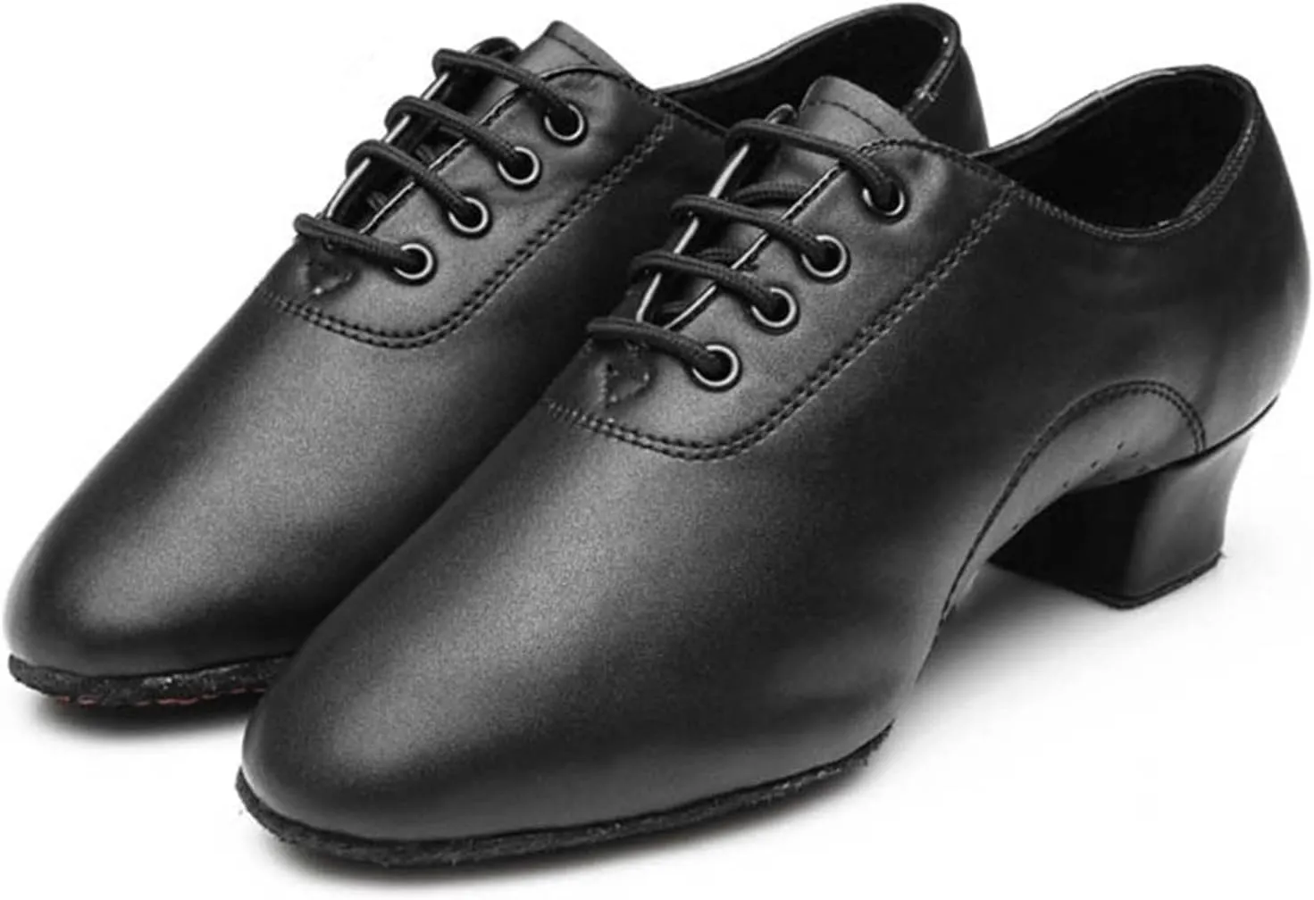 Shoes Boys Modern Dance Shoes Prom Ballroom Latin Dance Shoes Solid Color Lace Up Leather Insulated Neoprene (Black, 26)