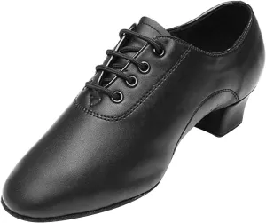 Shoes Boys Modern Dance Shoes Prom Ballroom Latin Dance Shoes Solid Color Lace Up Leather Insulated Neoprene (Black, 26)