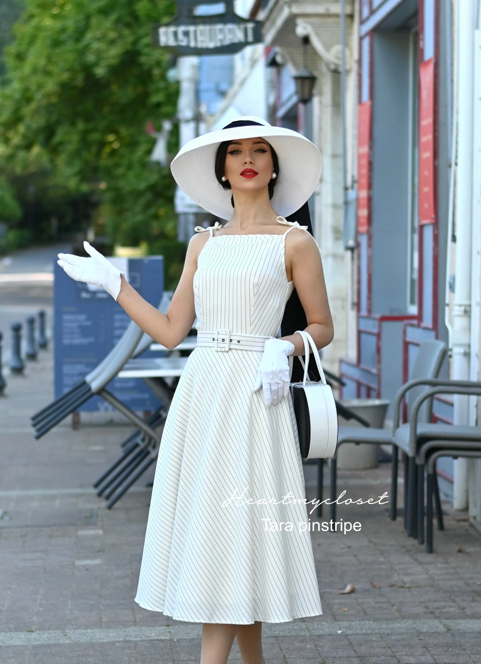 Tara pinstripe - vintage inspired swing dress 1950s