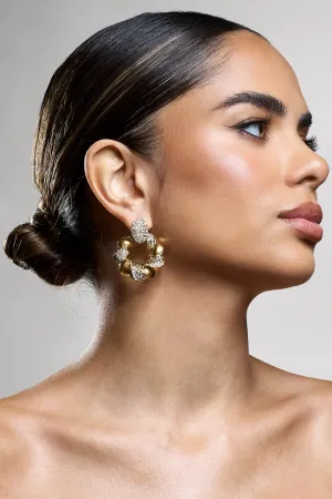 Thelma | Gold Diamante Twisted Drop Earrings