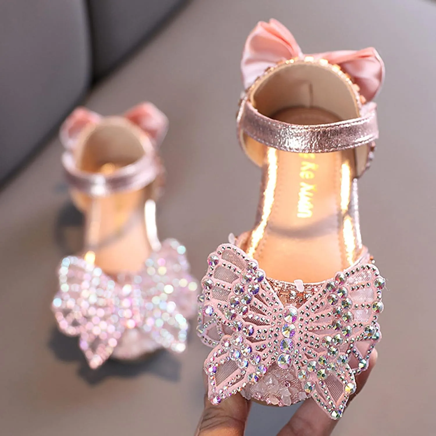 Toddler Shoes Girls Winter Shoes Princess Dress Performance Shoes Silk Bow Mesh Bow Light and Comfortable