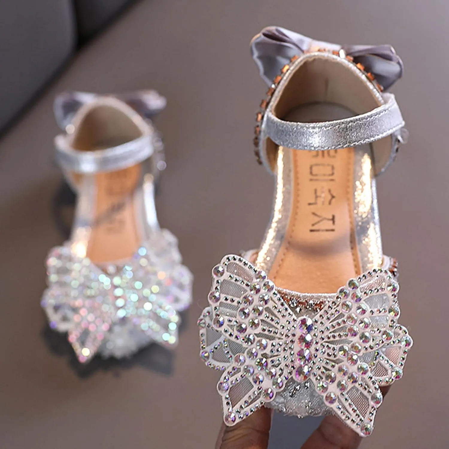 Toddler Shoes Girls Winter Shoes Princess Dress Performance Shoes Silk Bow Mesh Bow Light and Comfortable