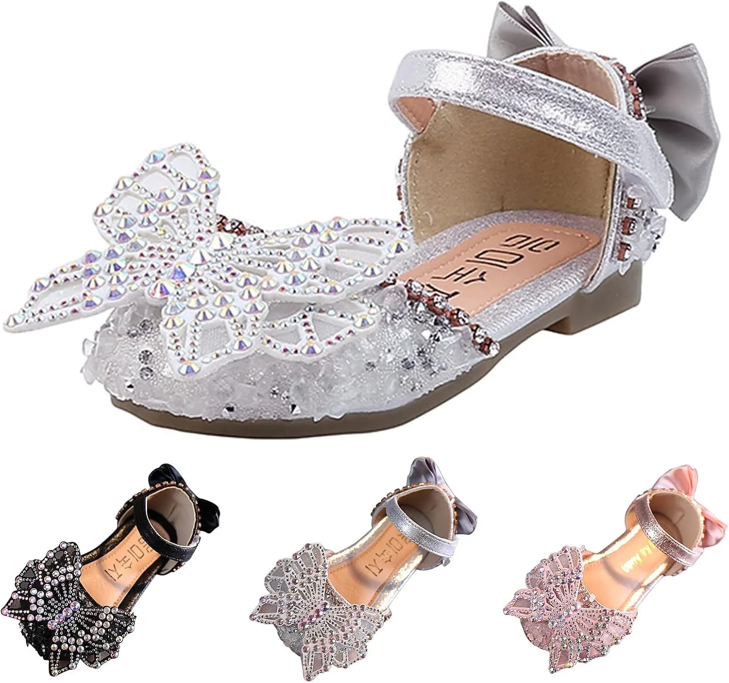 Toddler Shoes Girls Winter Shoes Princess Dress Performance Shoes Silk Bow Mesh Bow Light and Comfortable