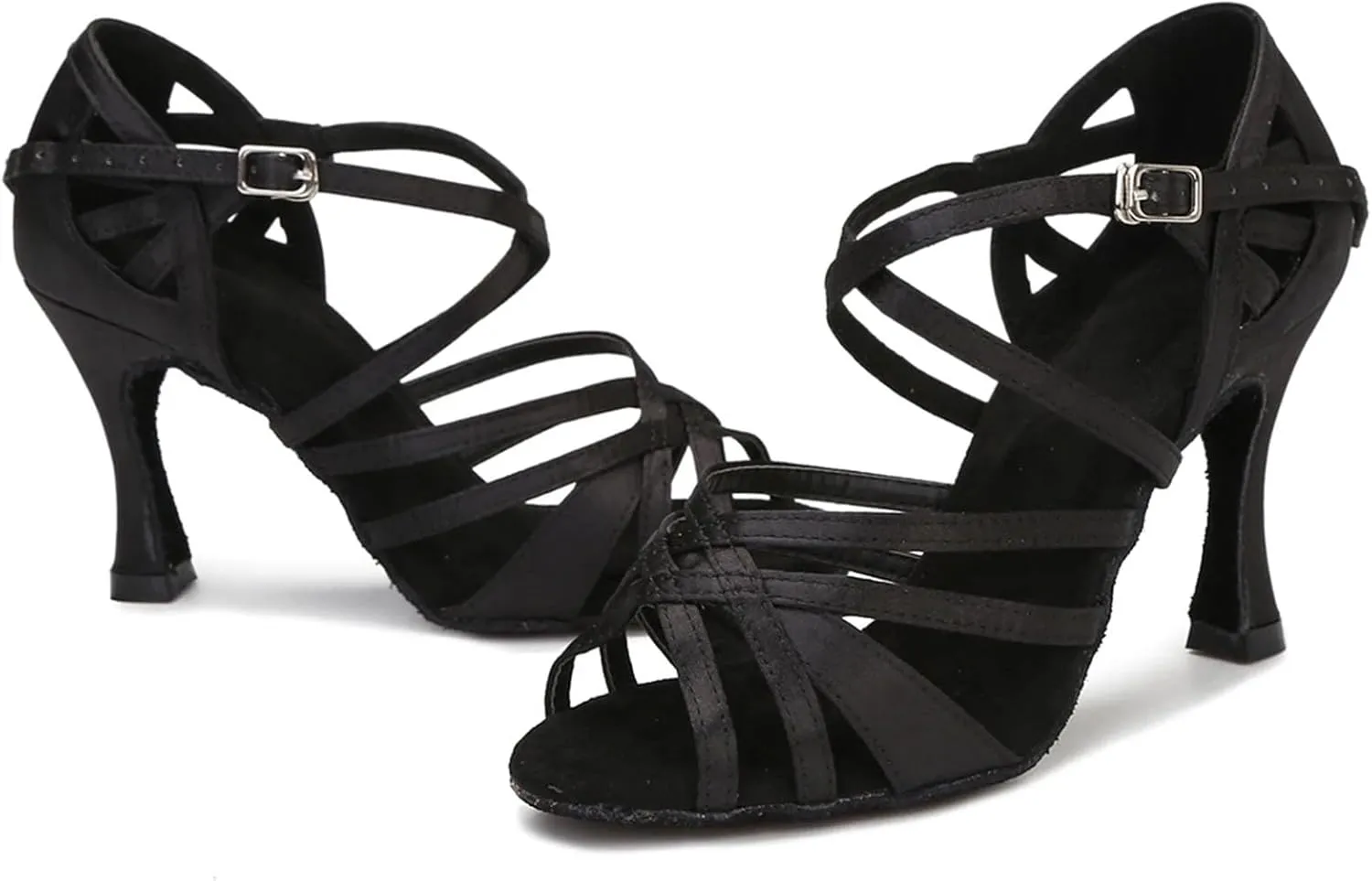 Wear-Resistant Salsa Sandals - Silk Satin Heels for Ballroom Training (9CM/3.54")