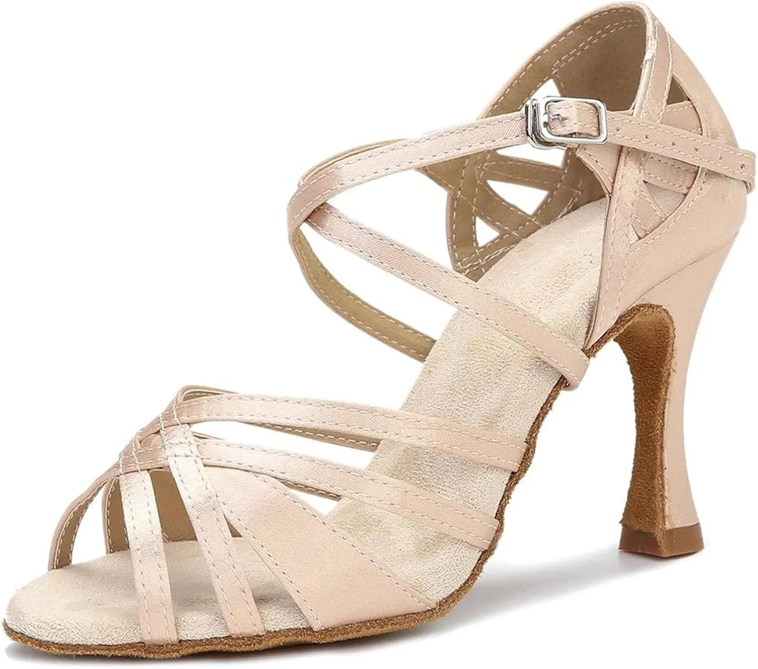 Wear-Resistant Salsa Sandals - Silk Satin Heels for Ballroom Training (9CM/3.54")