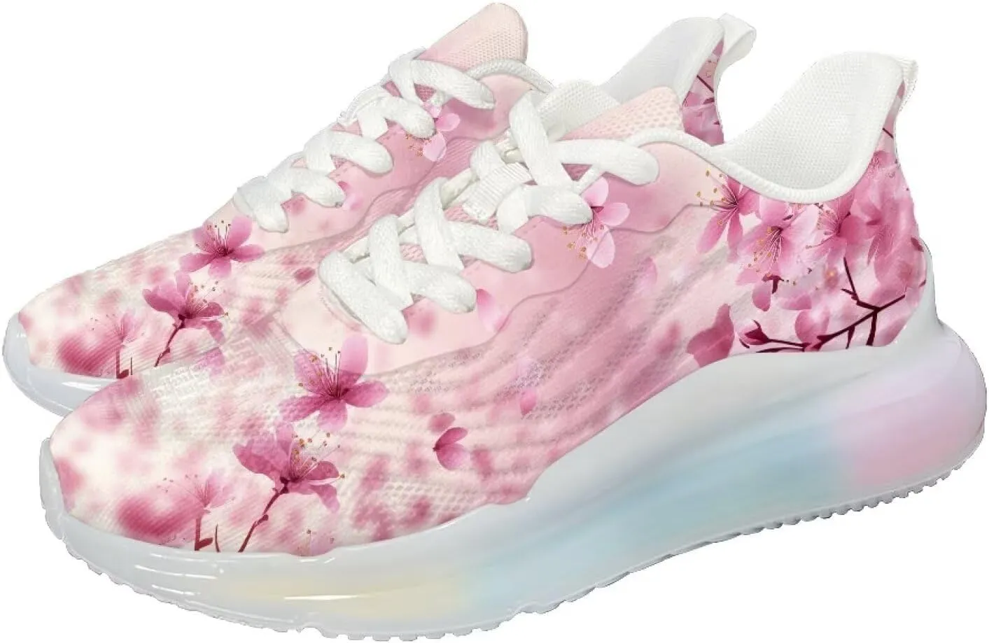 Women Air Cushion Running Shoe Flowers Print Sport Shoes Non Slip Breathable Athletic Tennis Fitness Sneaker US6-11