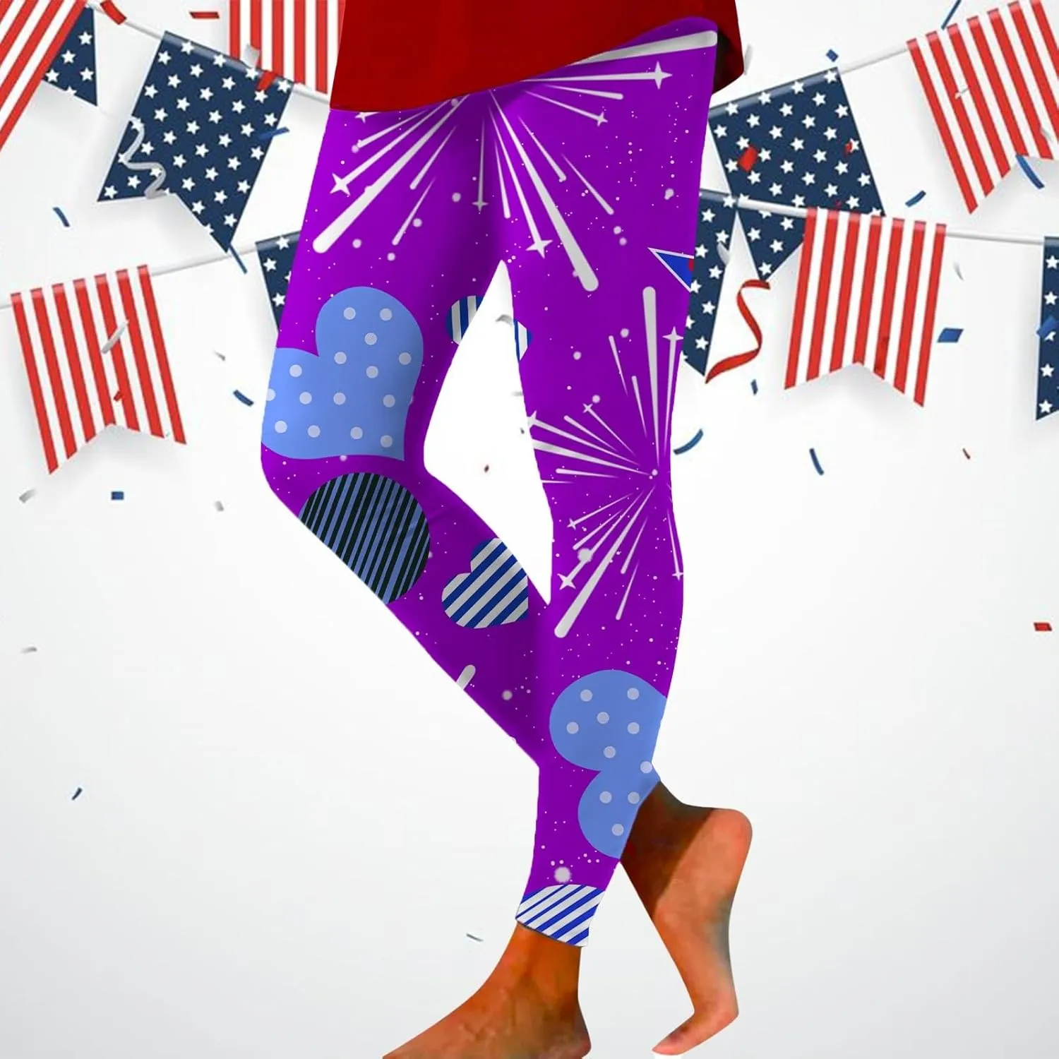 Women High Waist American Flag Leggings Comfortable Skinny Yoga Gym Fitness Pants US Flag Patriotic Tights