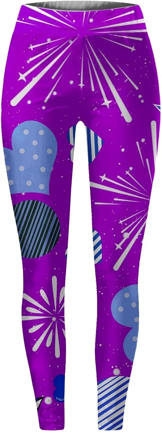 Women High Waist American Flag Leggings Comfortable Skinny Yoga Gym Fitness Pants US Flag Patriotic Tights