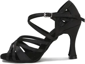 Women's Silk Satin Dance Sneakers - Salsa Tango Ballroom Wear-Resistant Shoes, 5CM/2Inch Heel Height