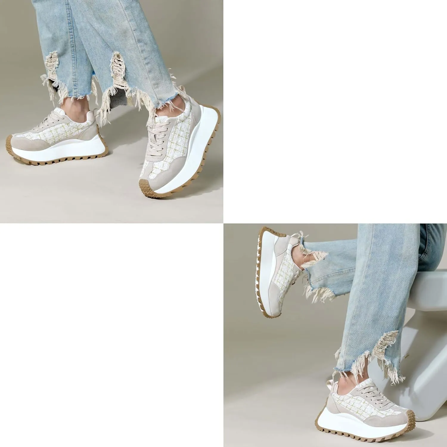 Women's Sneakers Lace Up Low Top Sneakers Platform Height Increase Outdoor Walking Shoes Comfortable Breathable Casual Women's Shoes