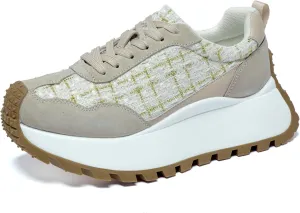 Women's Sneakers Lace Up Low Top Sneakers Platform Height Increase Outdoor Walking Shoes Comfortable Breathable Casual Women's Shoes
