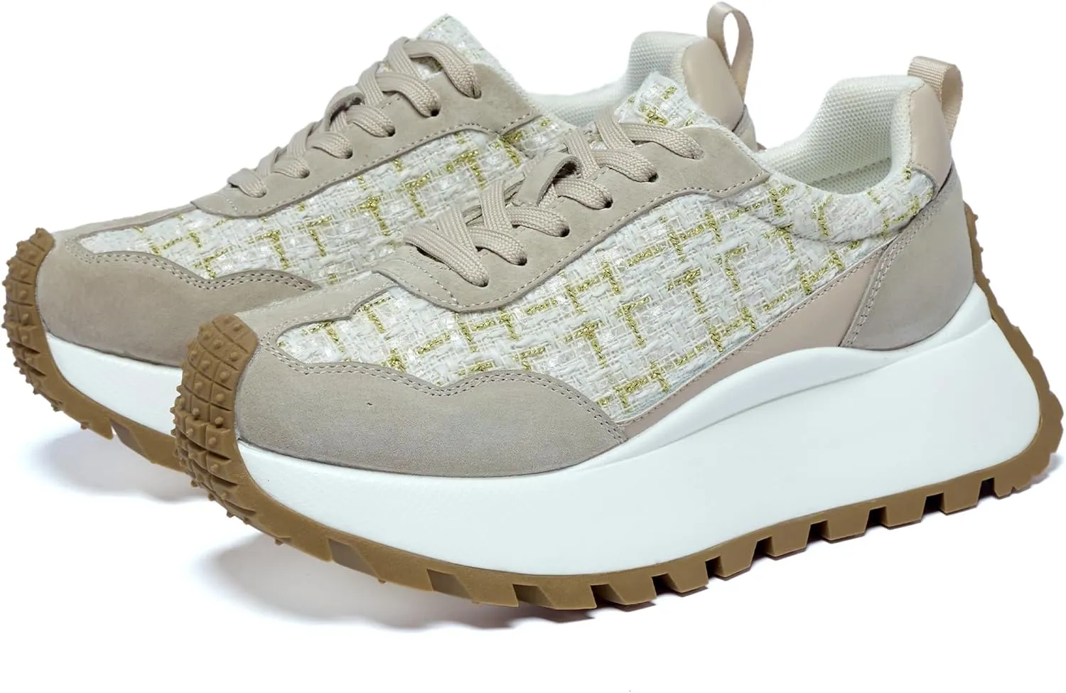 Women's Sneakers Lace Up Low Top Sneakers Platform Height Increase Outdoor Walking Shoes Comfortable Breathable Casual Women's Shoes