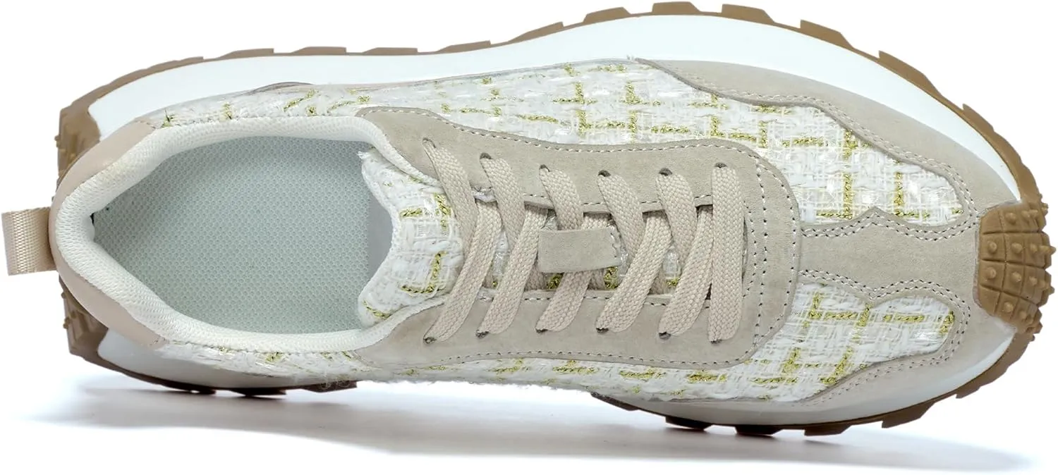 Women's Sneakers Lace Up Low Top Sneakers Platform Height Increase Outdoor Walking Shoes Comfortable Breathable Casual Women's Shoes
