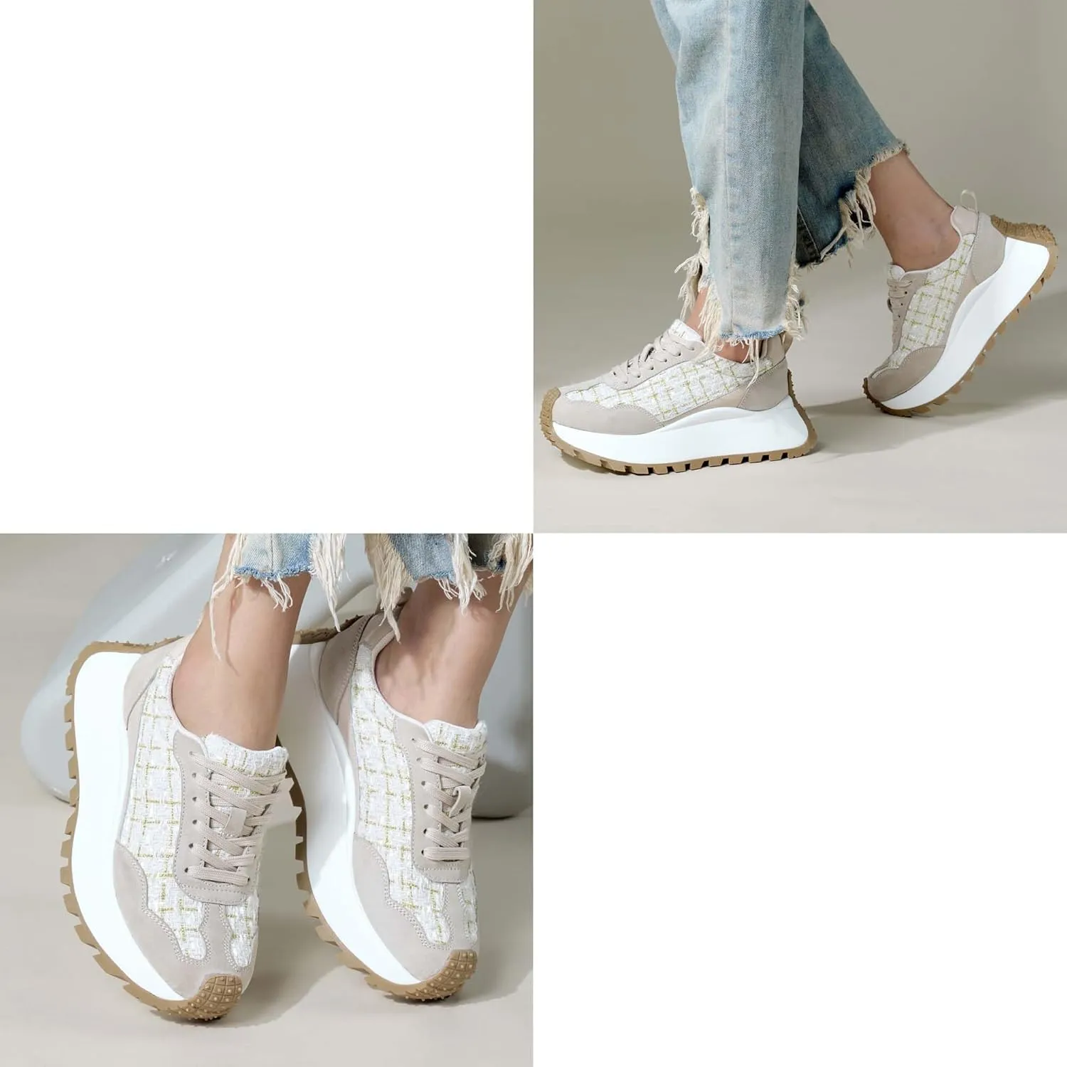 Women's Sneakers Lace Up Low Top Sneakers Platform Height Increase Outdoor Walking Shoes Comfortable Breathable Casual Women's Shoes